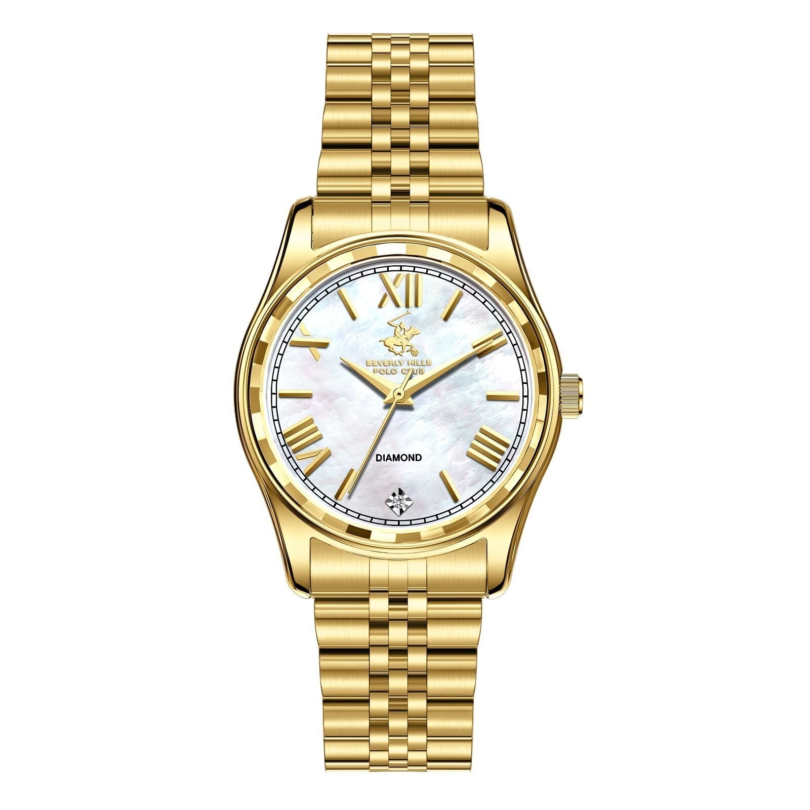 Beverly Hills Polo Club Mother Pearl Genuine Diamond Gold Watch BP3808C.120 Kiwi Watches