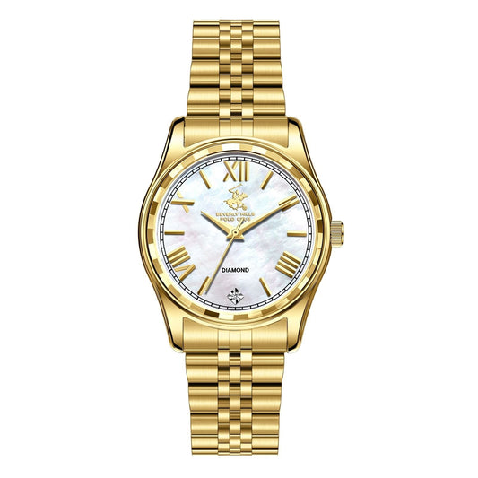 Beverly Hills Polo Club Mother Pearl Genuine Diamond Gold Watch BP3808C.120 Kiwi Watches
