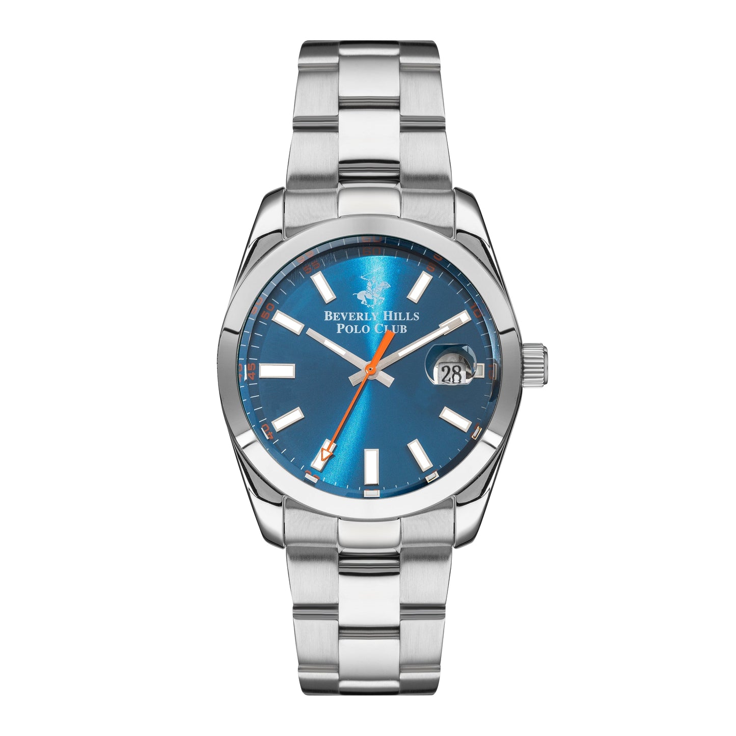 Beverly Hills Polo Club Blue Sunray Dial Silver Date Watch – BP3288X.390 Kiwi Watches