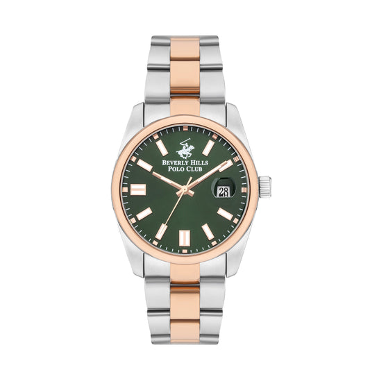 Beverly Hills Polo Club Green Dial Two-Tone Date Watch - BP3373X.570 Kiwi Watches