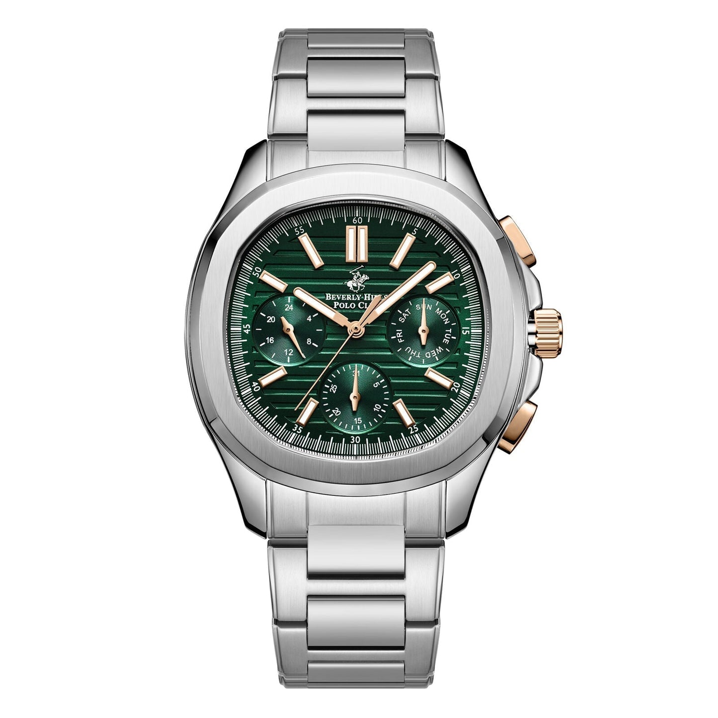 Beverly Hills Polo Club Multifunction Green Dial Silver Watch - BP3212X.371 Kiwi Watches