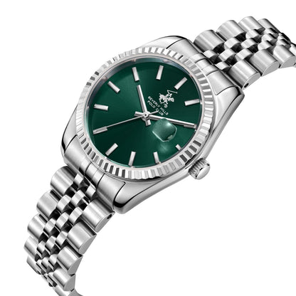 Beverly Hills Polo Club Sunray Green Dial Classic Silver Watch BP3827X.370 Kiwi Watches