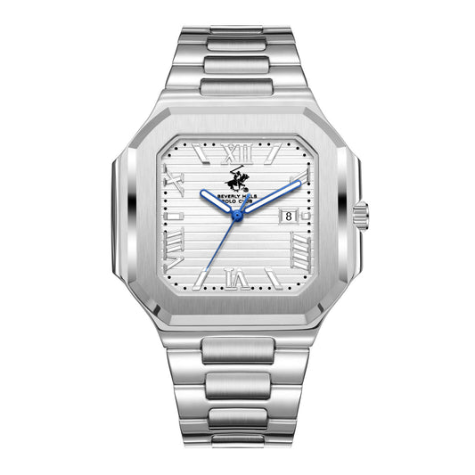Beverly Hills Polo Club Blue Steel Silver Date Watch - BP3845X.330 Kiwi Watches