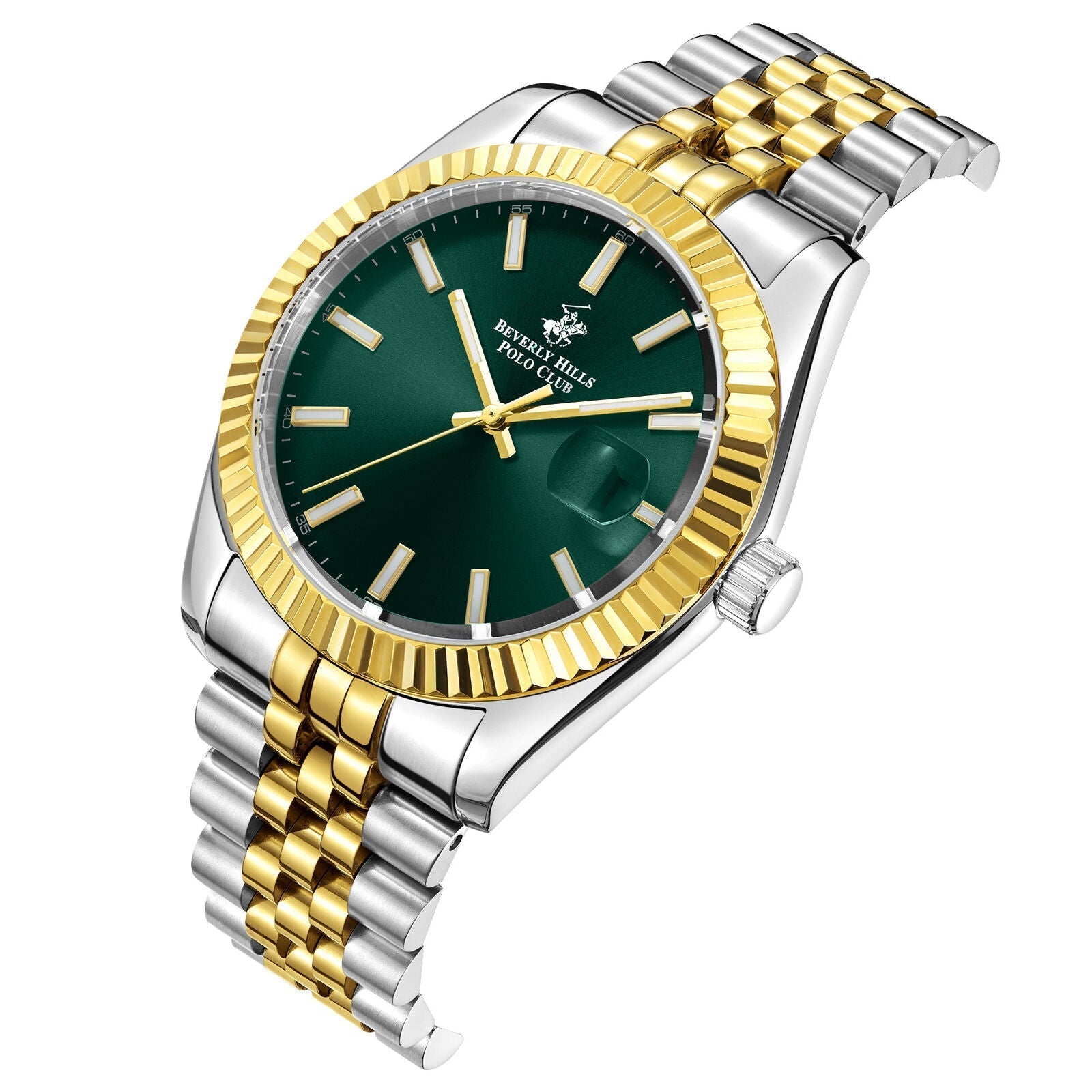 Beverly Hills Polo Club Green Dial Two-Tone Date Watch - BP3018X.271 Kiwi Watches