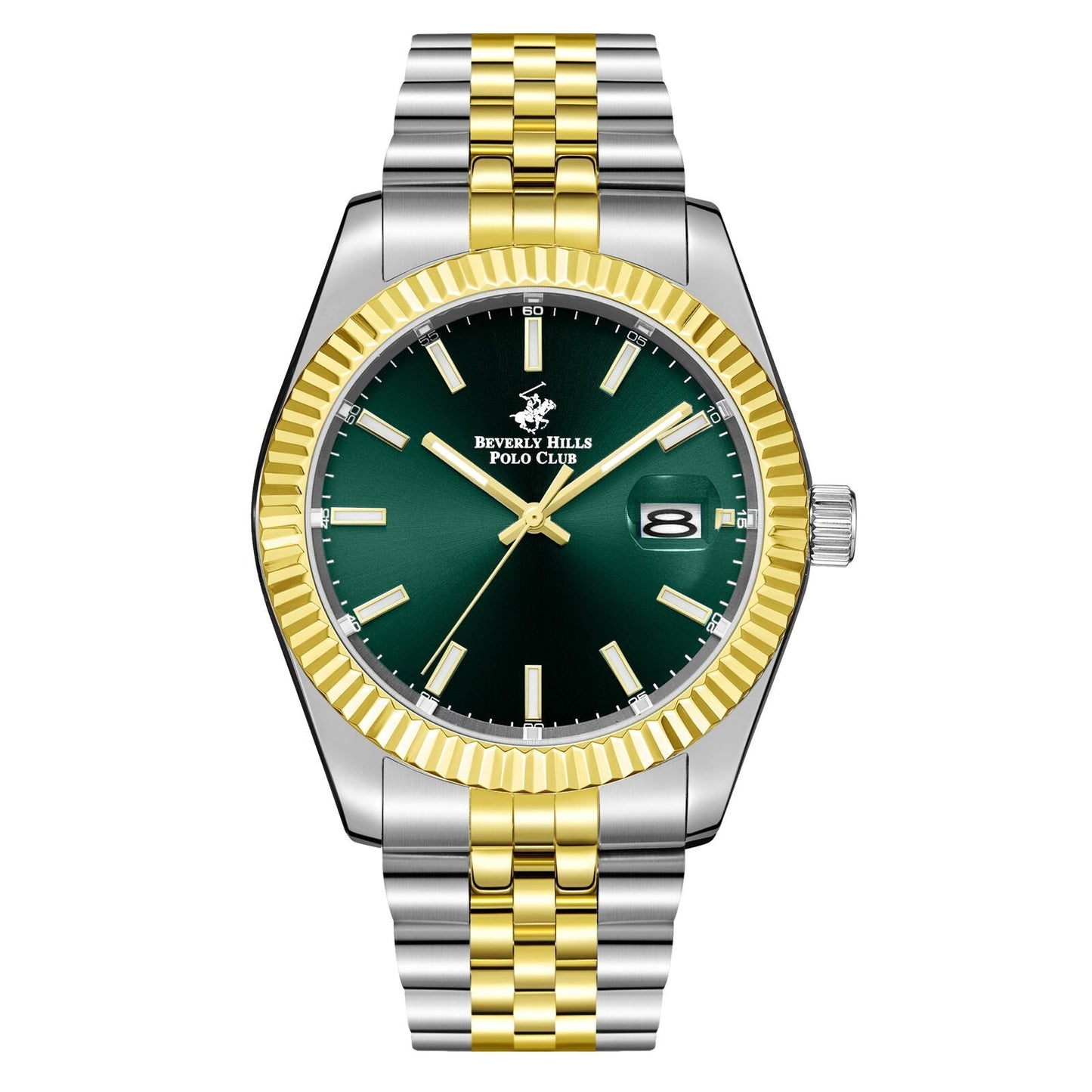 Beverly Hills Polo Club Green Dial Two-Tone Date Watch - BP3018X.271 Kiwi Watches