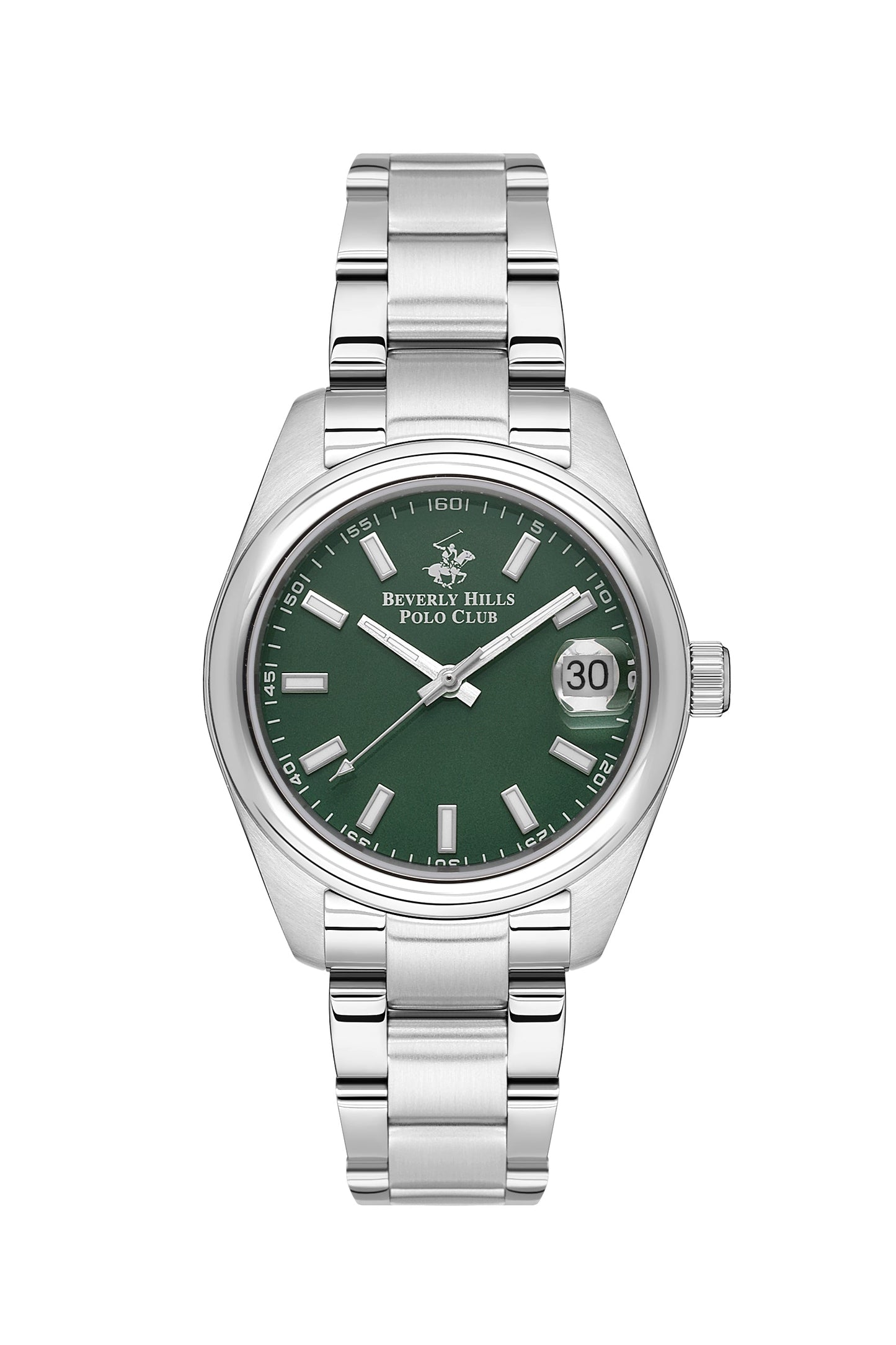 Beverly Hills Polo Club Green Dial Silver 32mm Date Watch – BP3597X.370 Kiwi Watches