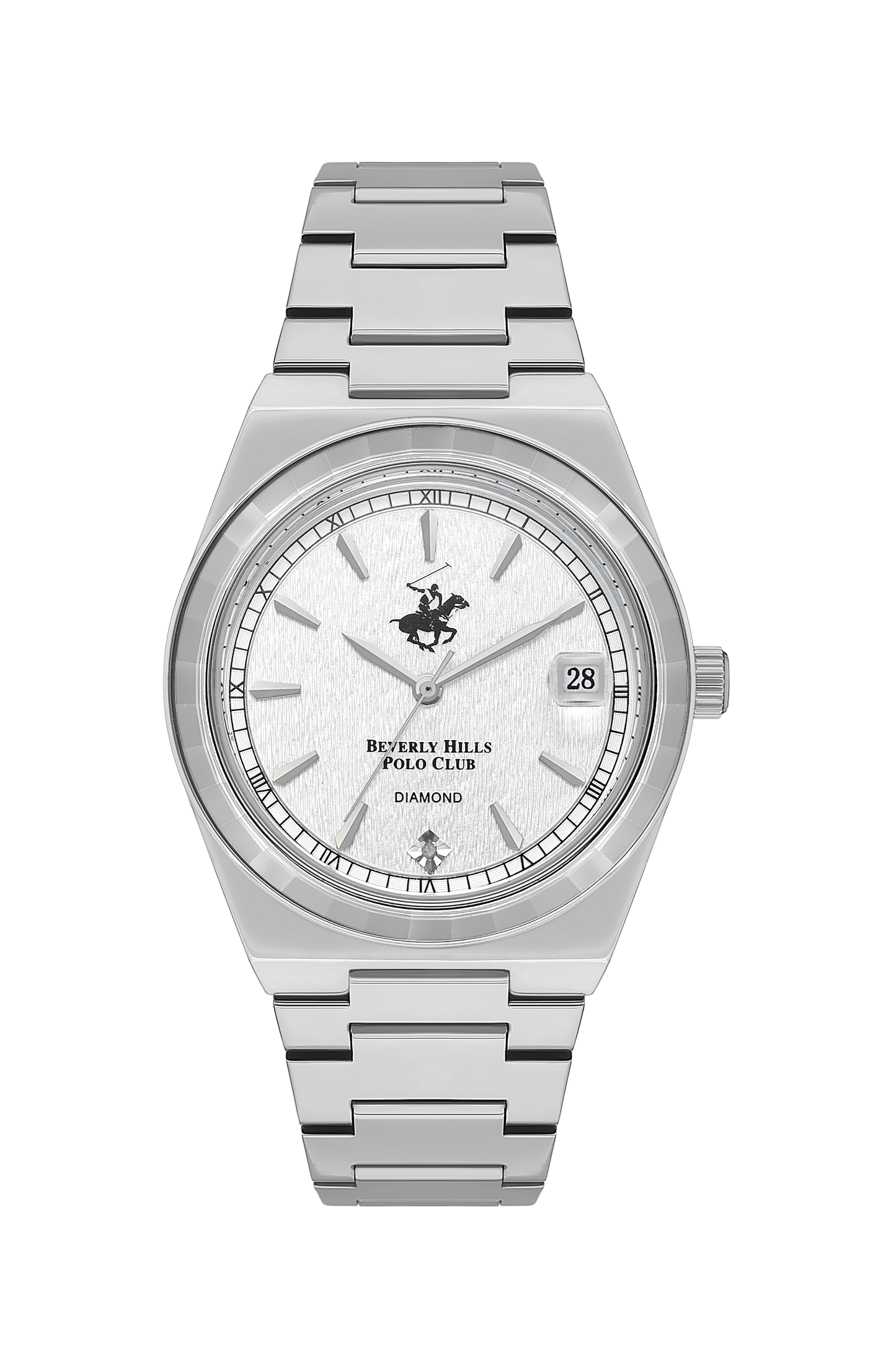 Beverly Hills Polo Club White Dial Diamond Silver Date Watch – BP3562C.330 Kiwi Watches