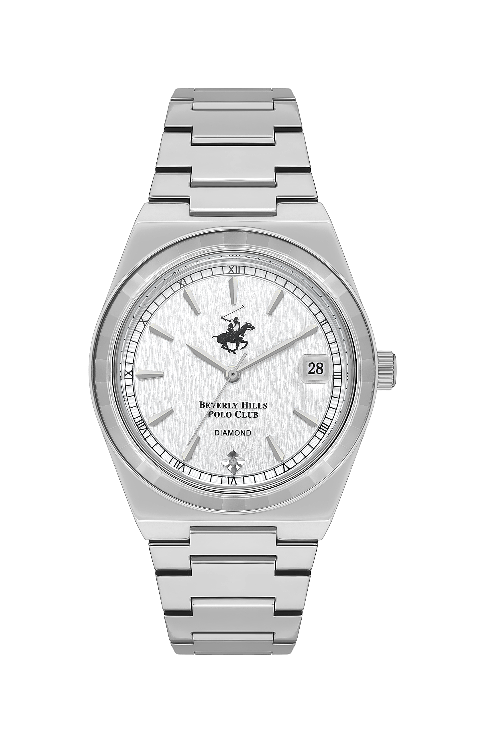 Beverly Hills Polo Club White Dial Diamond Silver Date Watch – BP3562C.330 Kiwi Watches