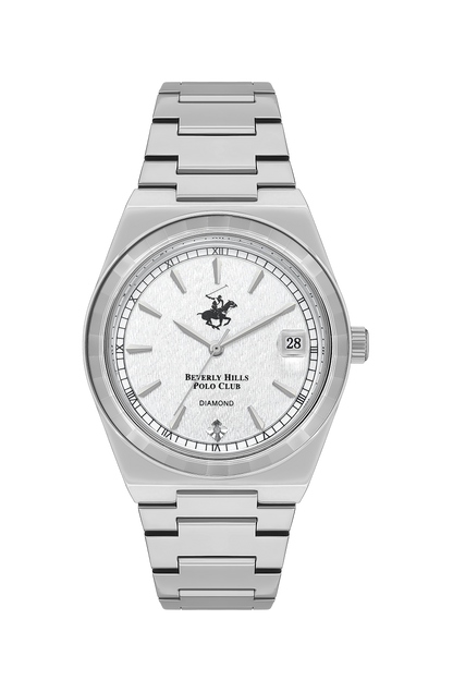 Beverly Hills Polo Club White Dial Diamond Silver Date Watch – BP3562C.330 Kiwi Watches