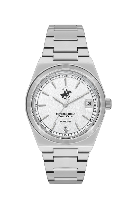 Beverly Hills Polo Club White Dial Diamond Silver Date Watch – BP3562C.330 Kiwi Watches