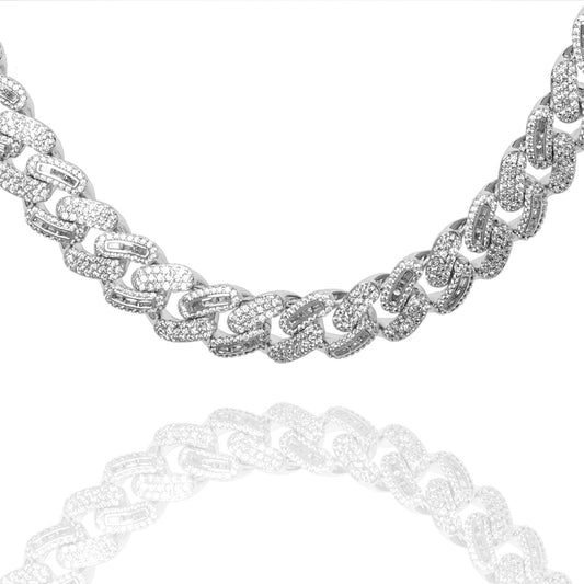 Big Daddy 10MM Baguette Iced Out Silver Cuban Chain The Watches Men