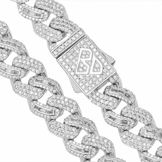 Big Daddy 10MM Baguette Iced Out Silver Cuban Chain The Watches Men