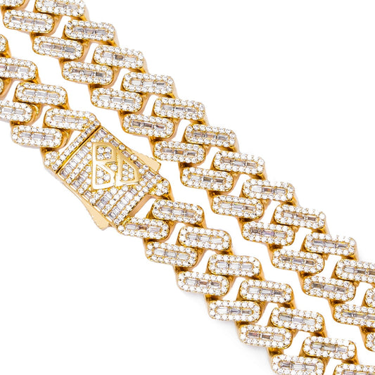 Big Daddy 12MM Baguette Iced Out Rhombus Cuban Gold Chain The Watches Men
