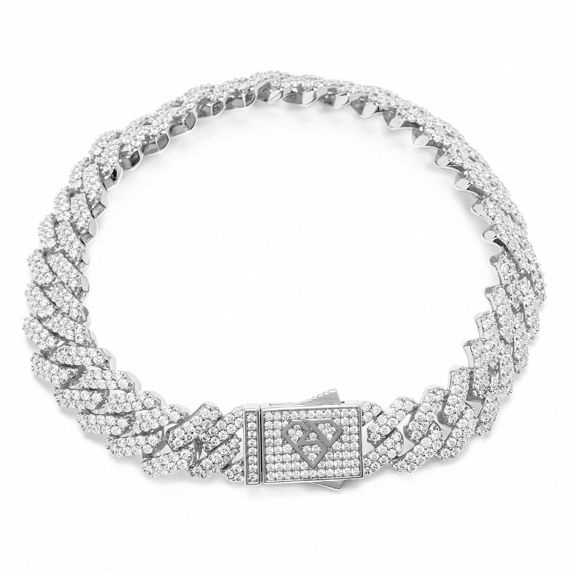 Big Daddy 12MM Full Iced Out Cuban Silver Bracelet Kiwi Watches