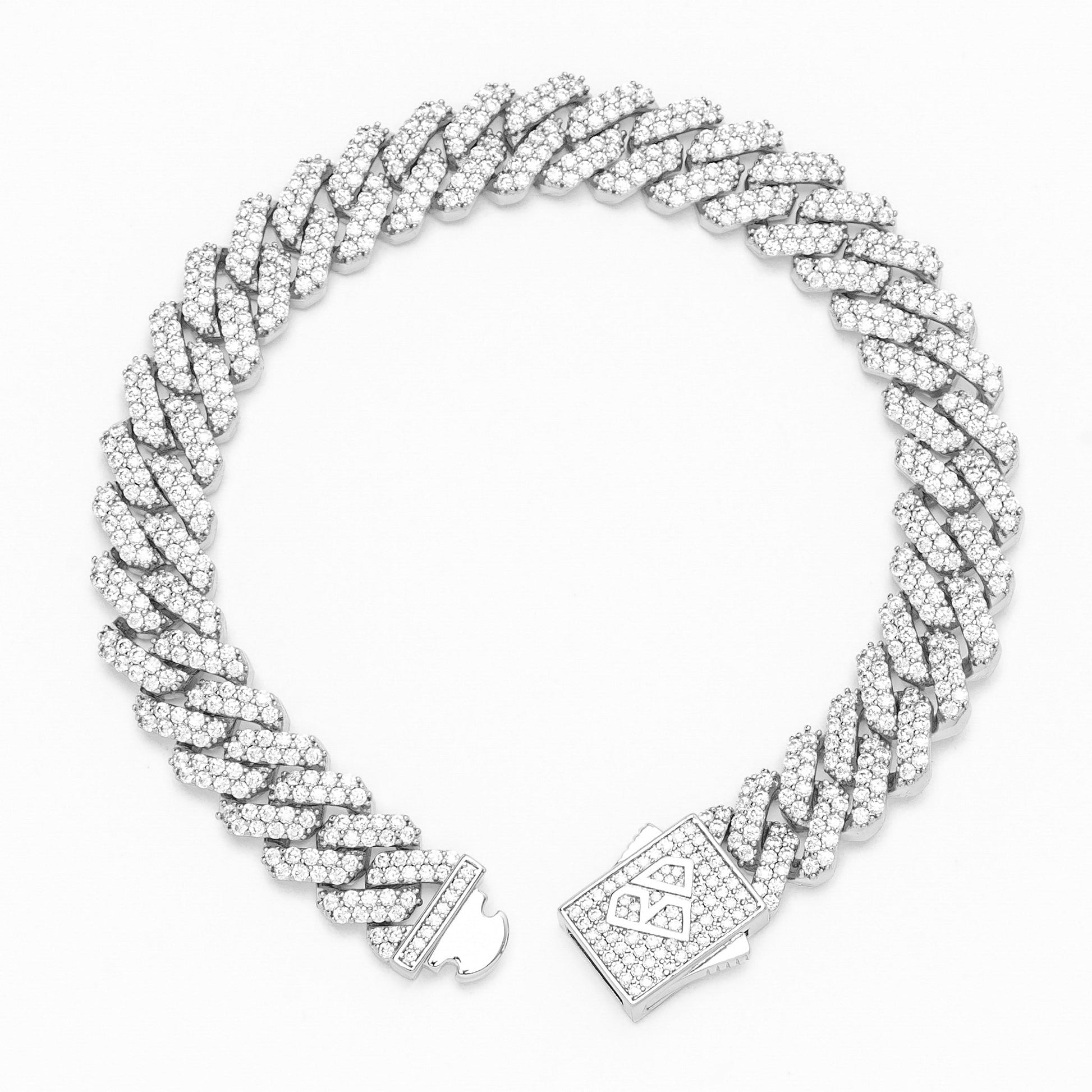 Big Daddy 12MM Full Iced Out Cuban Silver Bracelet Kiwi Watches