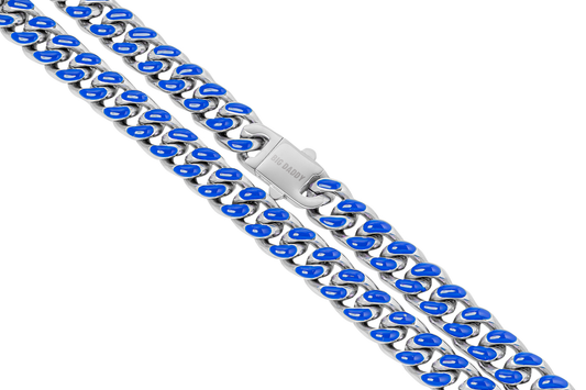 Big Daddy 9MM Enamel Blue Steel Cuban Chain The Watches Men