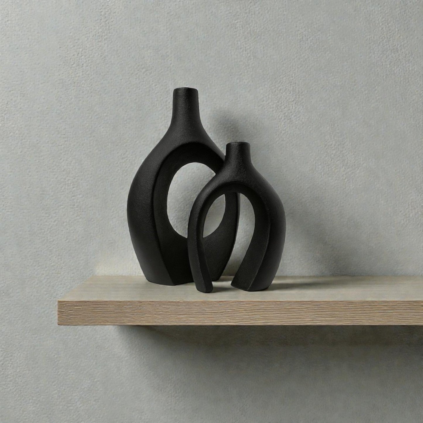 Frankly Cotton Ceramic Black Sculptural Vase Set (2-Piece) Nest & Stem Homewares