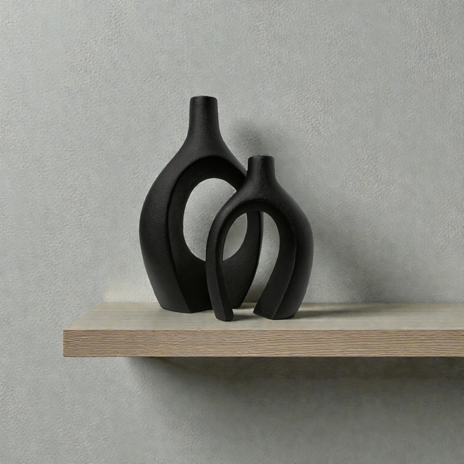 Frankly Cotton Ceramic Black Sculptural Vase Set (2-Piece) Nest & Stem Homewares