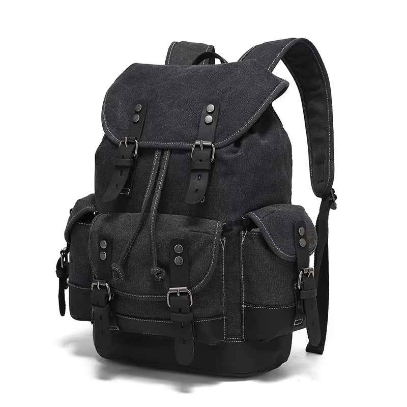 Waxed Canvas Leather Backpack — Retro Heritage Rucksack | Travel & Adventure Pack