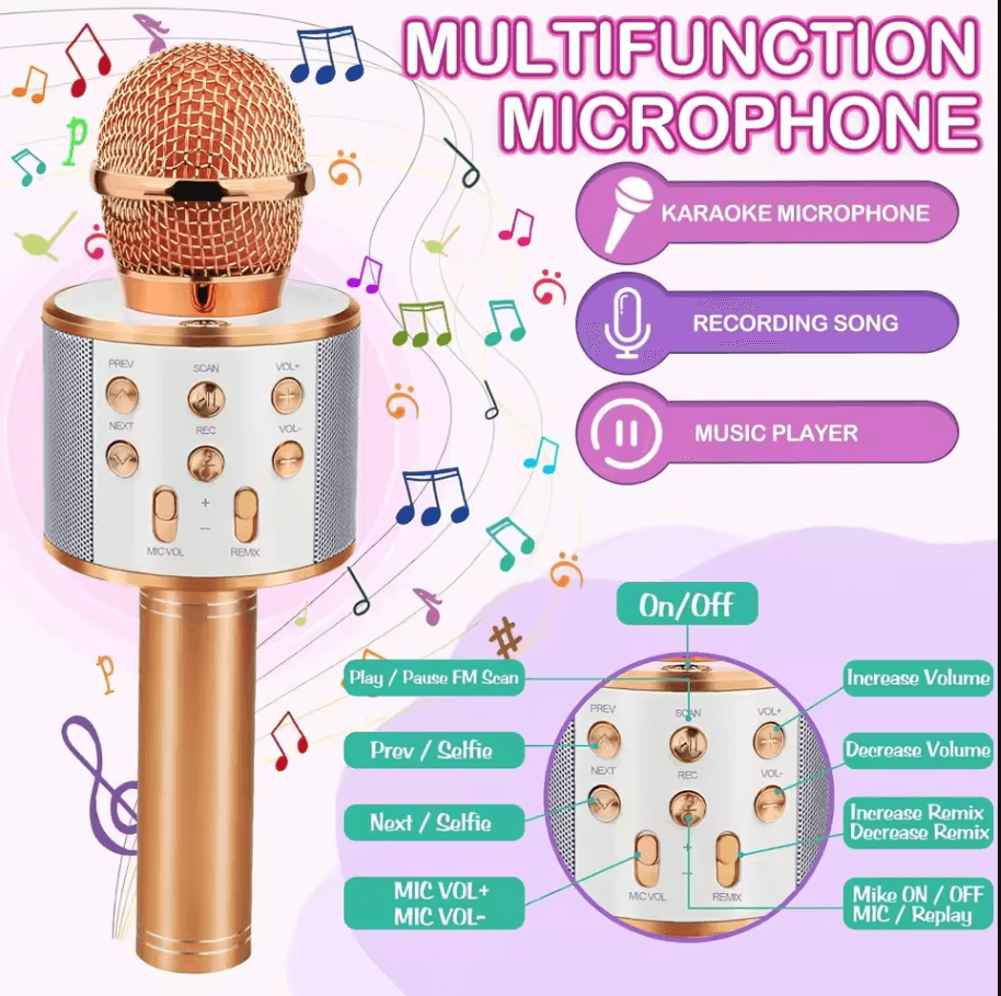 Wireless Bluetooth Karaoke Microphone– 5-in-1 Portable Mic techplus
