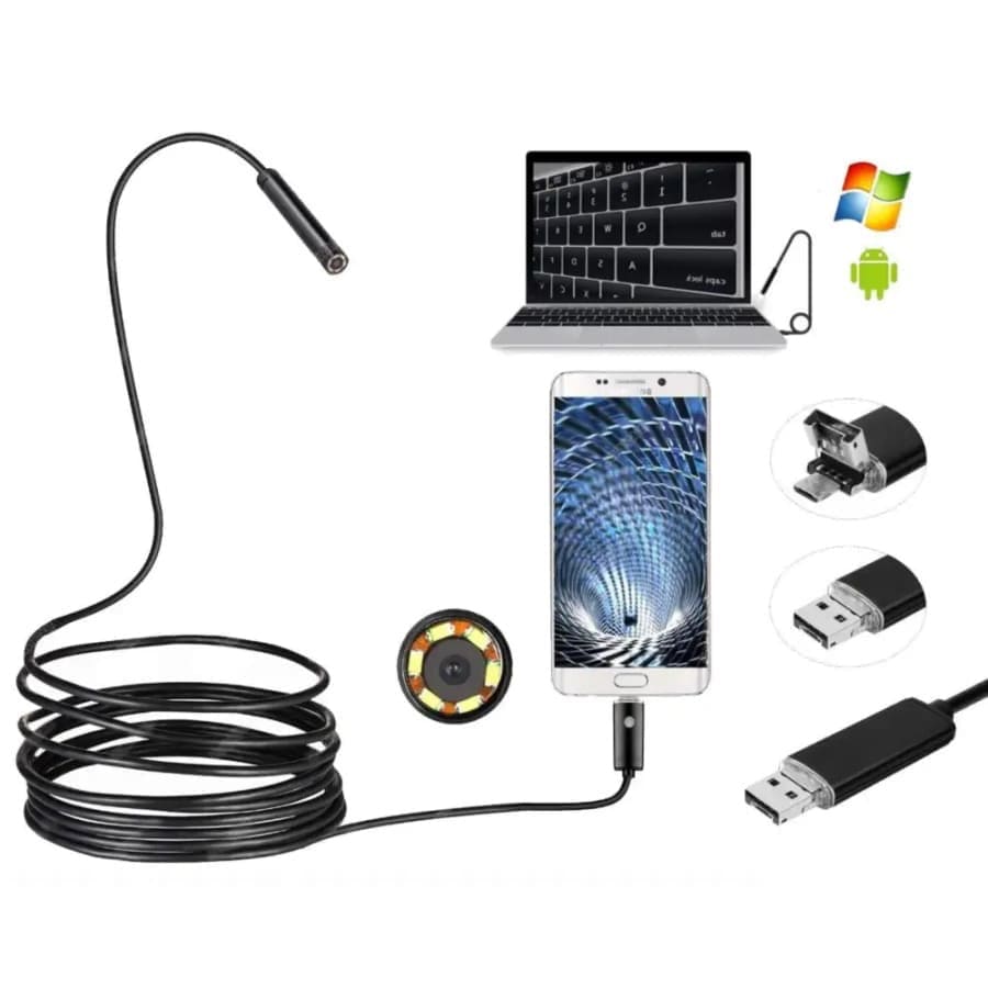 Borescope / Endoscope Camera - Android (Type C, Micro USB & Computer USB Ports) 9eight5