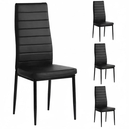 Buxton Black PU Leather Dining Chair Set of 4 sue-e furniture