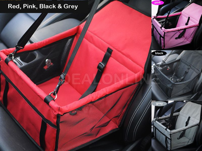 Dealonlinenz waterproof pet car seat cover for cats and dogs in four colors, showing the durable, waterproof fabric on a vehicle seat.