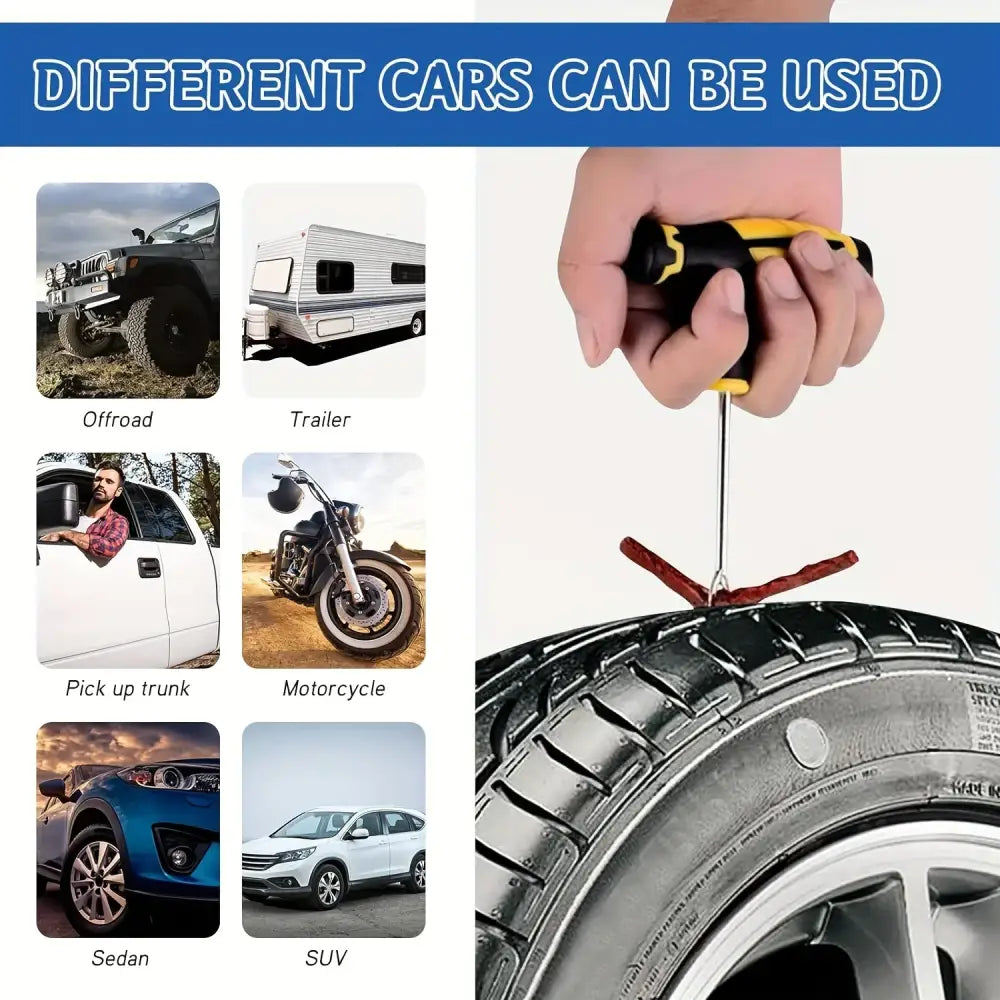 Car Tyre Repair Kit with Durable Strips & Super Glue Habicare
