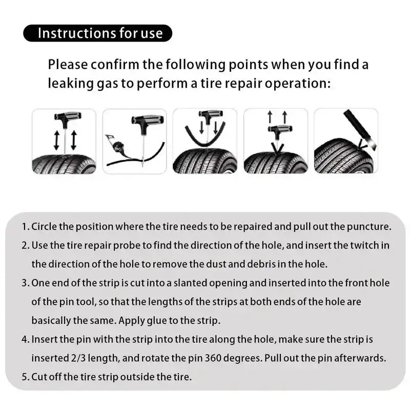 Car Tyre Repair Kit with Durable Strips & Super Glue Habicare