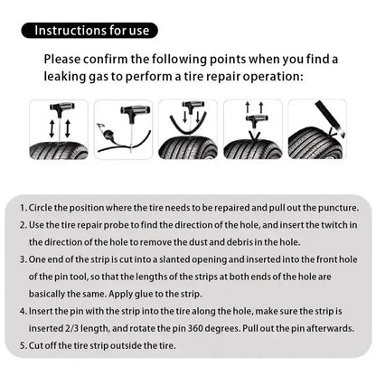 Car Tyre Repair Kit with Durable Strips & Super Glue Habicare