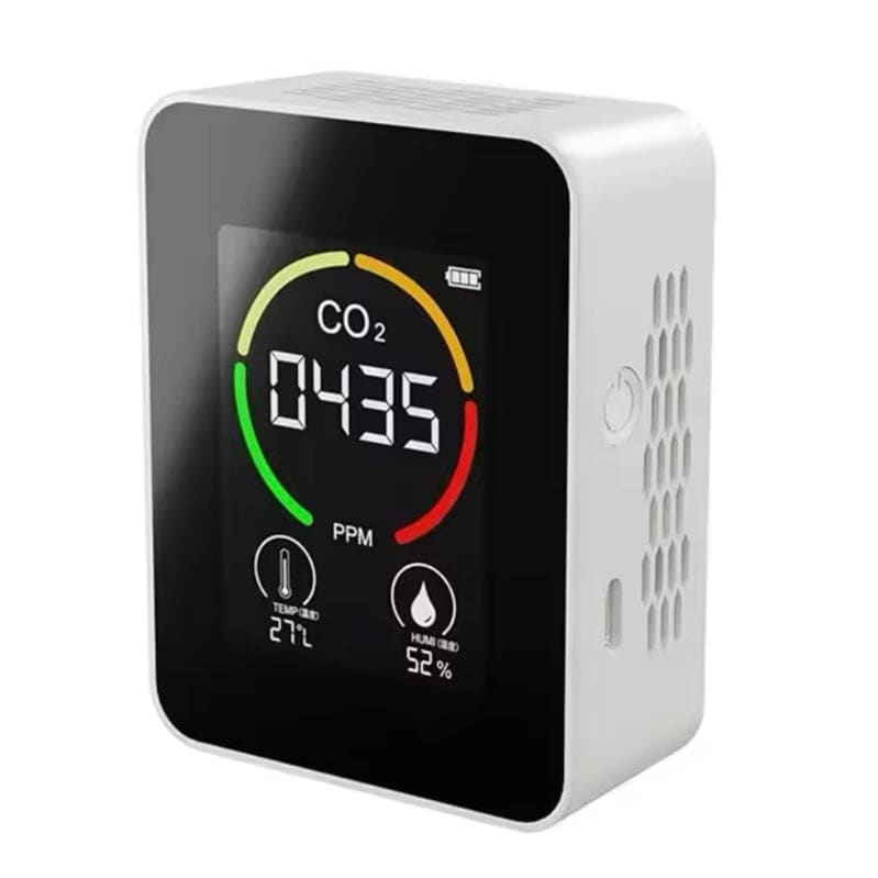 9eight5 3-in-1 Carbon Dioxide Monitor, tool and kit for detecting CO2, carbon monoxide, and air quality in indoor environments.