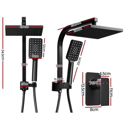 Cefito 8'' Rain Shower Head Set Handheld Square High Pressure Mixer Tap Black