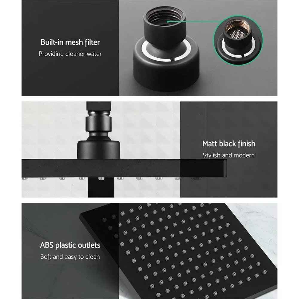 Cefito 8'' Rain Shower Head Set Handheld Square High Pressure Mixer Tap Black