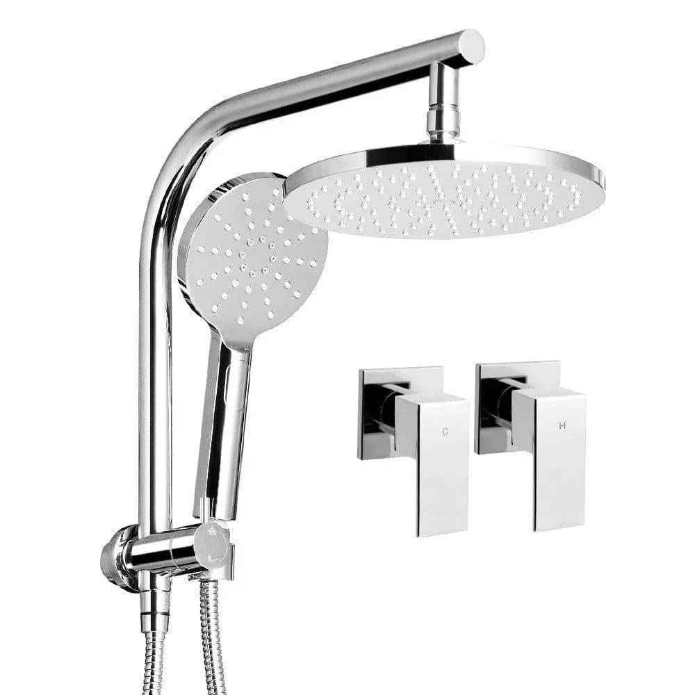Cefito 9'' Rain Shower Head Set Handheld Round High Pressure Twins Tap Chome