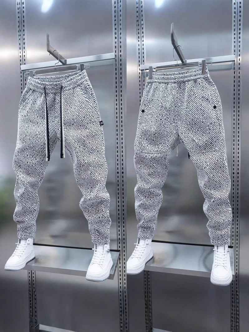 Chanel Style Striped Sweatpants Men Loose Casual Trousers