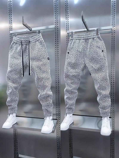 Chanel Style Striped Sweatpants Men Loose Casual Trousers