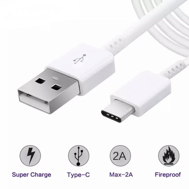 Charger Cable For Samsung Devices - USB to Type C (2m) (White) 9eight5
