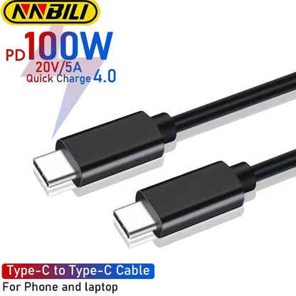 Type C to Type C (2m) Charger Cable For Samsung Devices (Black) 9eight5