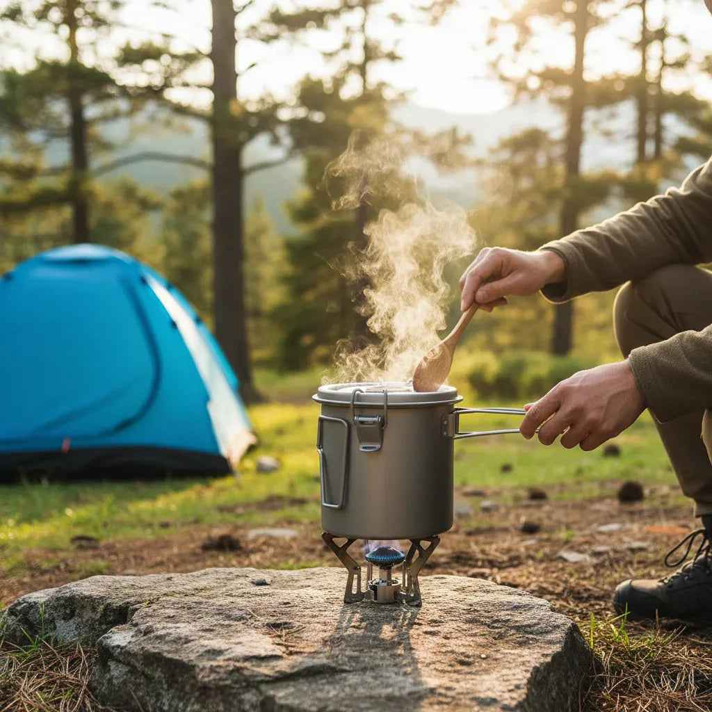 Snow Rock Titanium Couples Mountaineering Cook System - Ultralight Pure Titanium | Camping Cookware