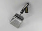 Stainless steel pet waste scoop by Cool Kitty Cat Litter, a durable litter scooper for easy cleaning of cat litter boxes.