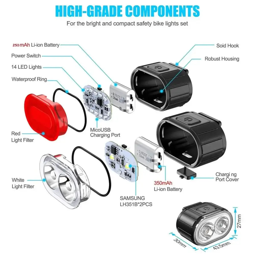 Bicycle Light Set (Front & Rear) Habicare