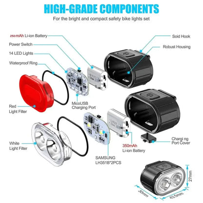 Bicycle Light Set (Front & Rear) Habicare