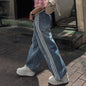 Adjustable Waist Wide Leg Denim Pants