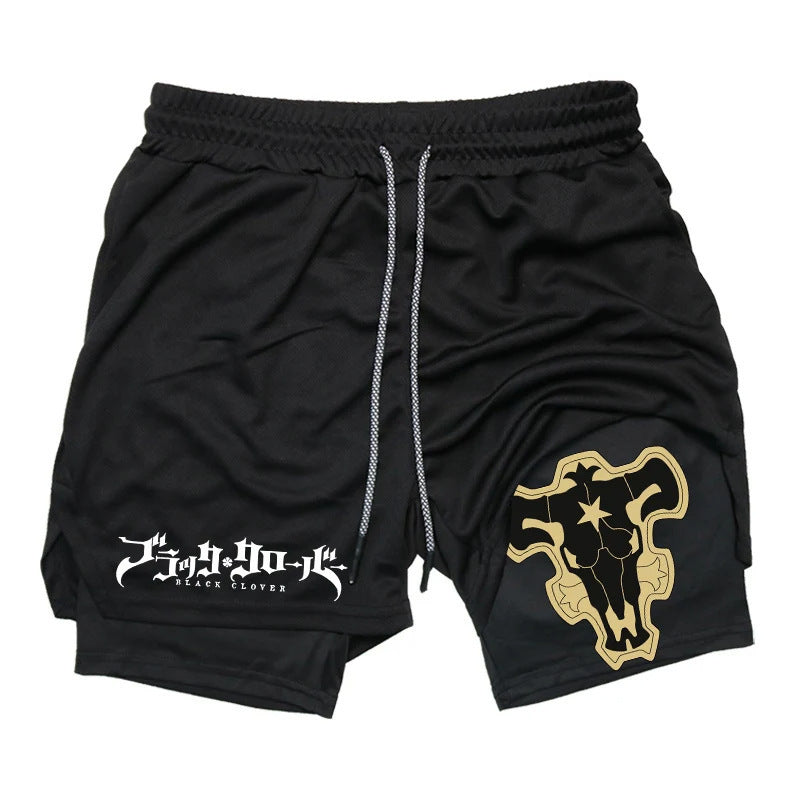 Anime Print Double Layer Casual Shorts