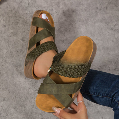 Casual Cross-Woven Thick-Soled Sandals for Women