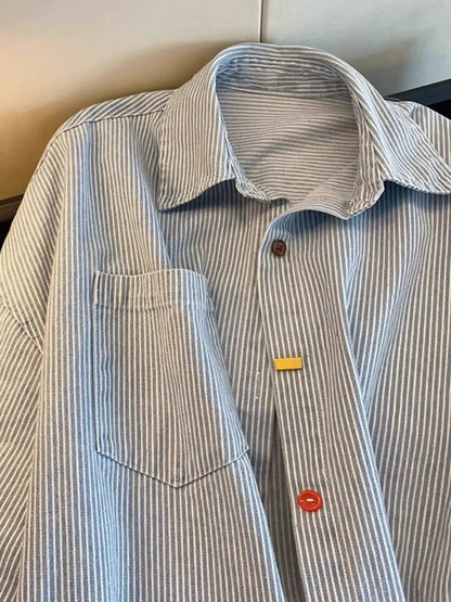 Blue Striped Long Sleeve Casual Shirt