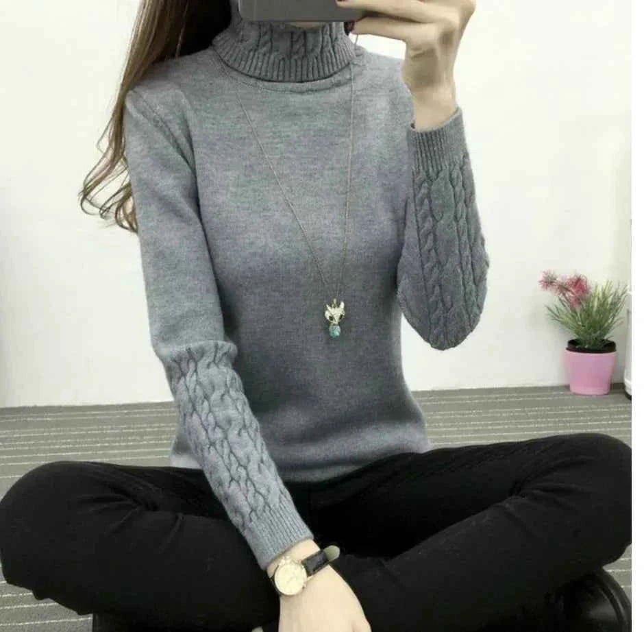 Women's Wool High Neck Fashion Sweater - Slim Fit, Long Sleeves | Winter Warmth