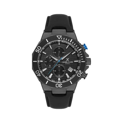 Daniel Klein Exclusive Multifunction Black Genuine Leather Starp Grey Watch - DK.1.13841-3 Kiwi Watches