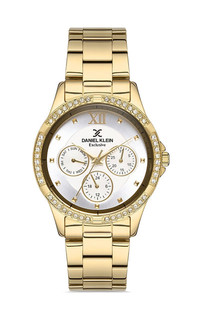 Daniel Klein Exclusive Multifunction Silver Dial Gold Watch - DK.1.12915-2 Kiwi Watches