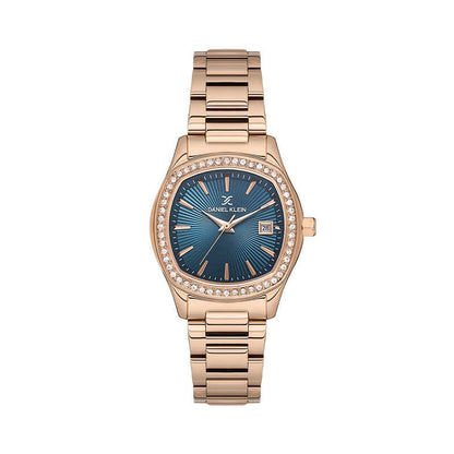 Daniel Klein Premium Dimond Navy Blue Dial Rose Gold Watch - DK.1.13866-5 Kiwi Watches